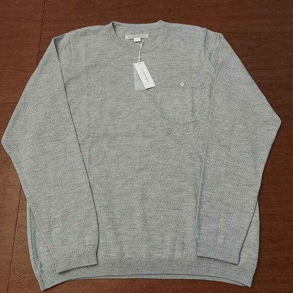 Outerknown Palisades Merino Wool Pocket Crew Neck Sweater Grey Men's Size L